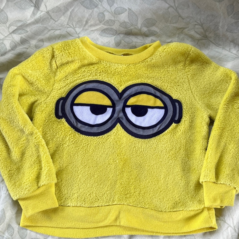 3T Yellow Kids Fleece Minion Top